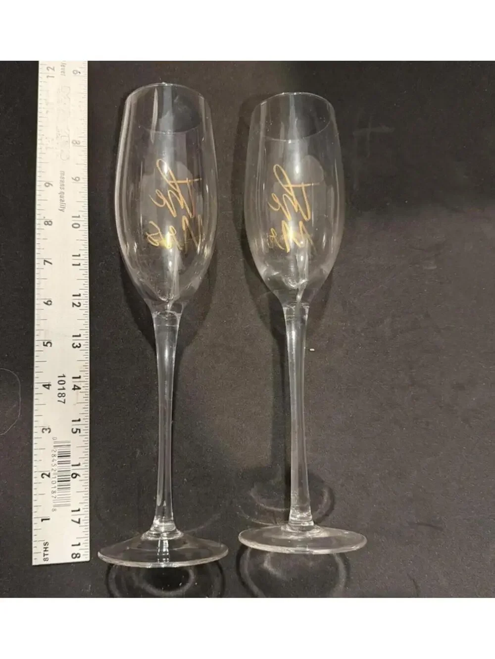 Set of 2 Champagne Flutes with Gold 'Mr & Mrs' Lettering Cheers to Us